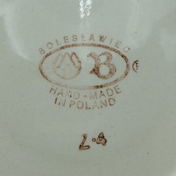 Polish Pottery Blue Checkerboard Dots Salad Plate Blue Checks Saucer - Picture 4 of 6